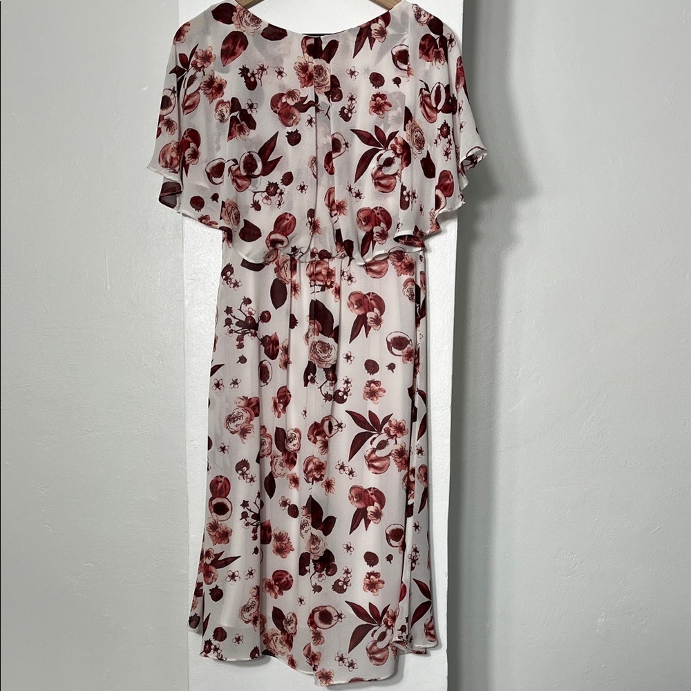 Max Studio Burgundy Floral High Low Dress - Picture 8 of 10